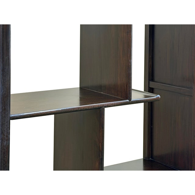 Asian Inspired Asymmetrical Dark Brown Shelving Display Cabinet Divider For Sale - Image 12 of 12