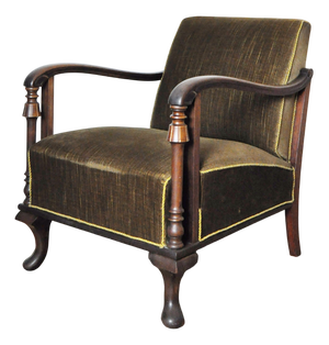 Danish Art Deco Green Velvet Lounge Chair, 1930s