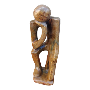 Vintage Modernist Hand Carved Soap Thinking Man Figurative Sculpture