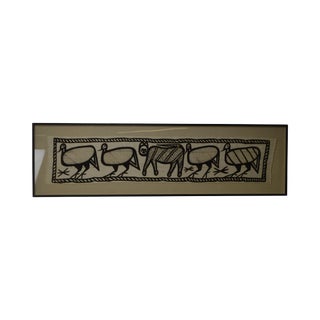 Kuba Cloth Late 19th Century African Raffia Framed Tapestry Textile For Sale