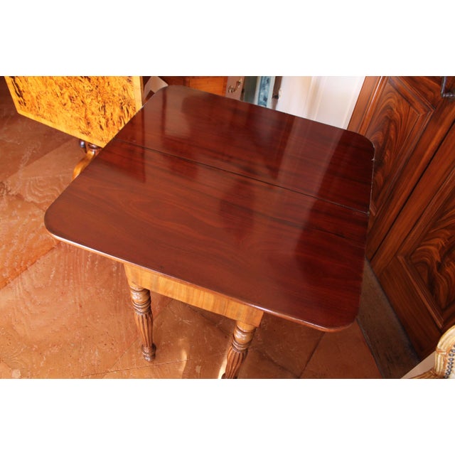 French Faux Marble Top Mahogany Console Table / Game Table For Sale - Image 11 of 12