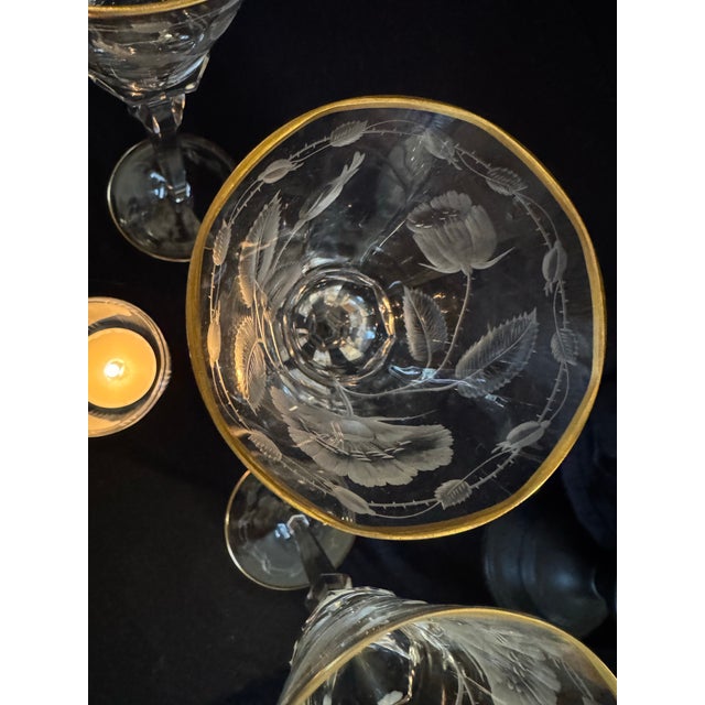 1990s Moser “Paula” Crystal Wine Glassed- Set of 5 (4x 180 Ml, 1x 270 Ml) Hand Blown Czech Crystal. For Sale In Boston - Image 6 of 12