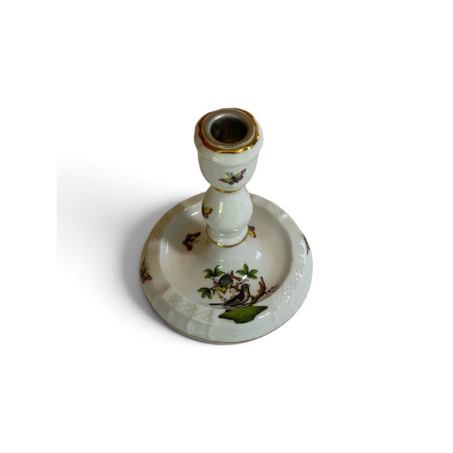 Ceramic Vintage Herend Rothschild Bird Single Candlestick Holder 7915/Ro Mint Condition Made in Hungary 1996 For Sale - Image 7 of 9