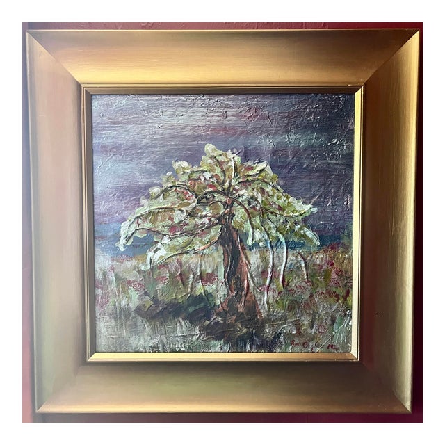"Tree on the Hill II" Contemporary Abstract Naturalism Series Painting by Ron Curlee, Framed For Sale