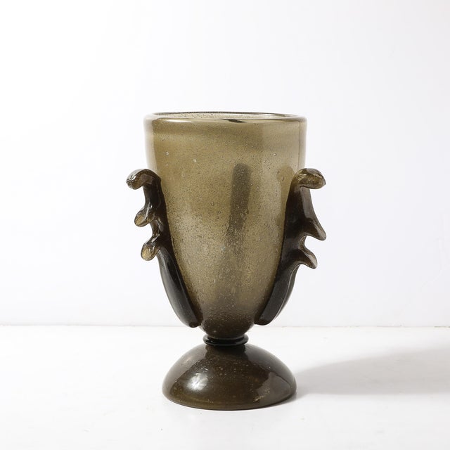 Pair of Mid-Century Sculptural Hand-Blown Smoke Murano Bullicante Glass Uplights For Sale - Image 4 of 17