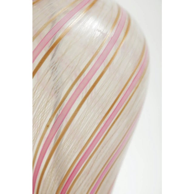 Dino Martens Vintage Italian Murano Lucite and Glass Striped Lamp Pinks, Gold, Copper, Clear 60's For Sale - Image 4 of 10