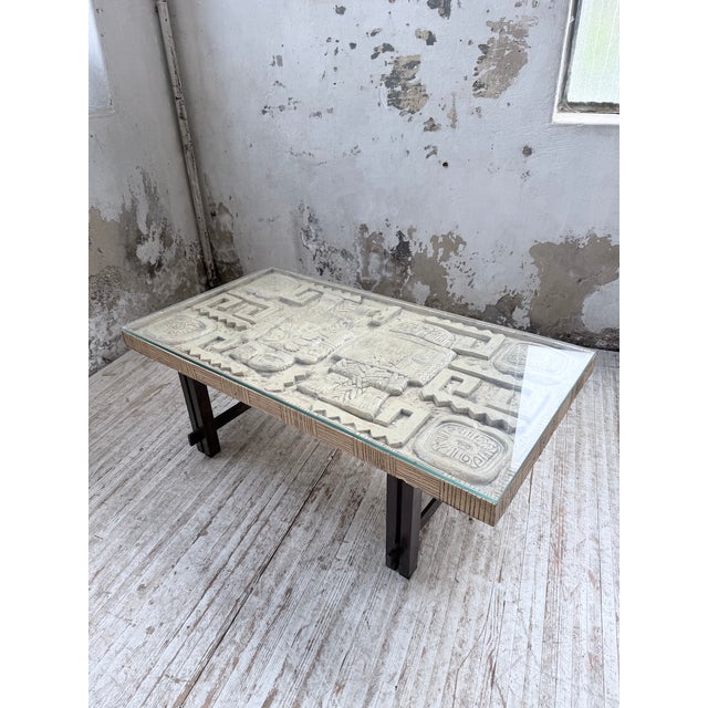Ceramic Coffee Table with Carved Stone, 1950s For Sale - Image 18 of 18