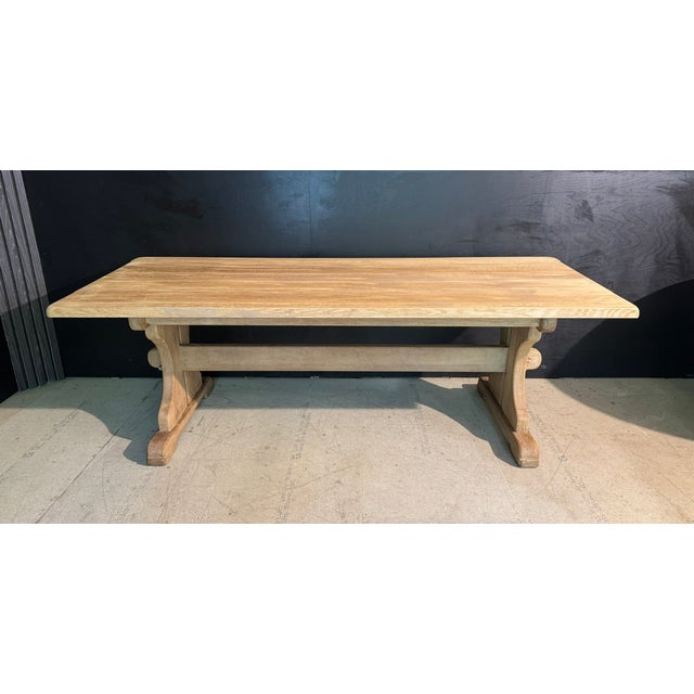1920s Bleached Oak Farmhouse Dining Table, 1920s For Sale - Image 5 of 16