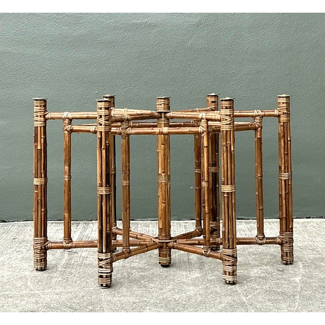 Late 20th Century Vintage McGuire Hexagon Dining Table Pedestal For Sale - Image 5 of 12