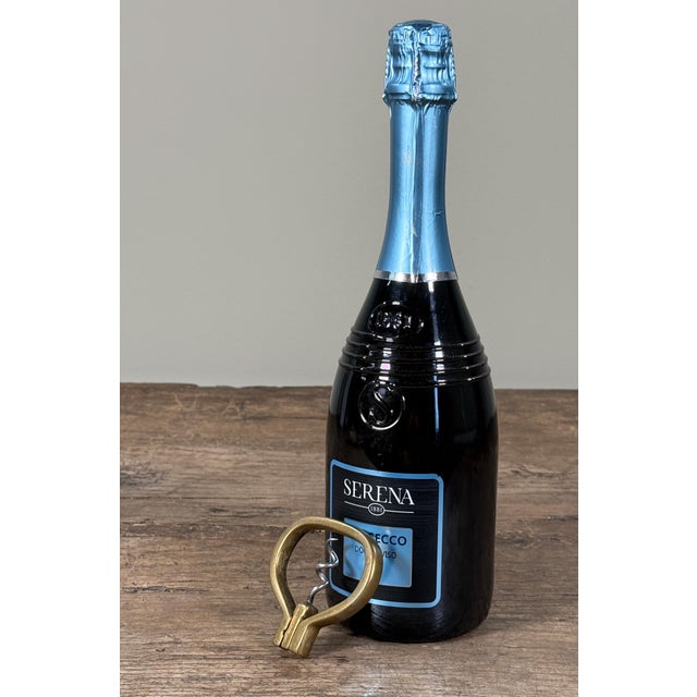 English Vintage Brass Ring Folding Corkscrew Wine Bottle Opener Bar Tool For Sale - Image 3 of 5
