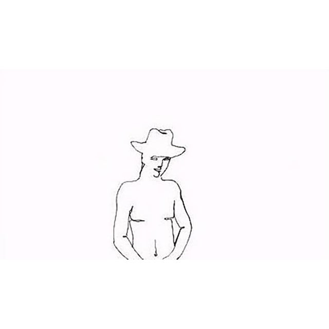 Original fine art drawing by Carla Gannis, Cowboy and Ballerina 2002, ink on paper. Image size: 11 x 8.5 in. This original...