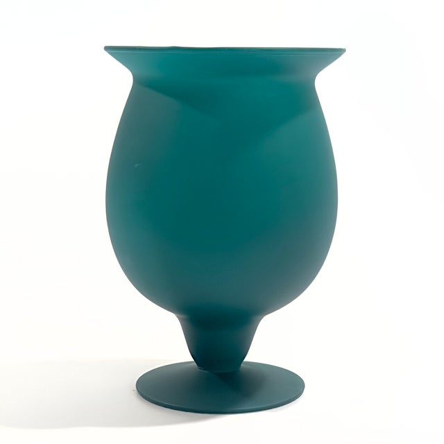 Sumptuous Frosted Shades of Jade Glass Vase Curation - Group of 3 For Sale - Image 12 of 17