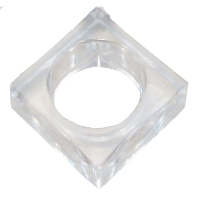 Last Call - Mid-Century Square Lucite Napkin Rings - Set of 6 For Sale - Image 4 of 4
