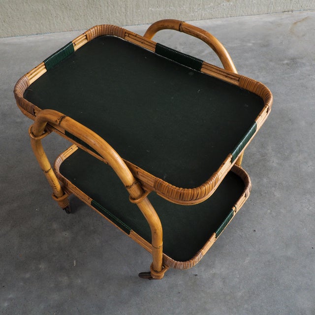 Vintage Bamboo Serving Trolley, 1950s For Sale - Image 6 of 18