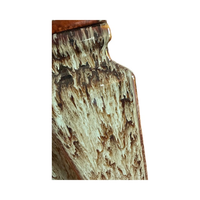 Vintage the Natural Light Drip Glaze Pottery Table Lamps Pair Burled Wood - a Pair For Sale - Image 4 of 5