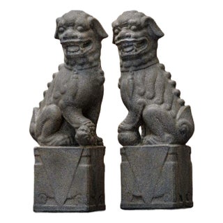 Nara Foo Dogs Gray Concrete Statues For Sale