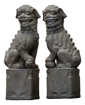 Nara Foo Dogs Gray Concrete Statues