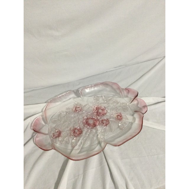 1970s 1970s Walther Glass Mikasa Pink Rosella Crystal Serving Tray and Bowl For Sale - Image 5 of 10