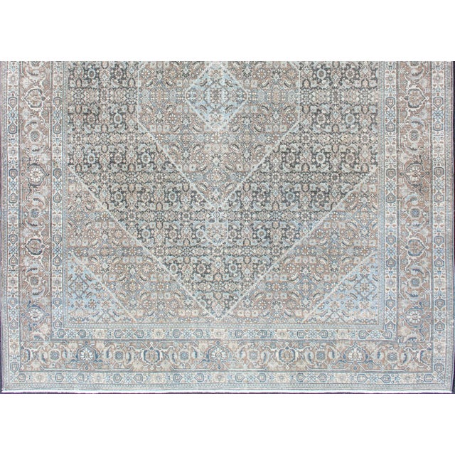 Medium Blue and Gray Background Persian Tabriz Rug With All-Over Herati Design 8'6 X 11'7 For Sale - Image 15 of 18