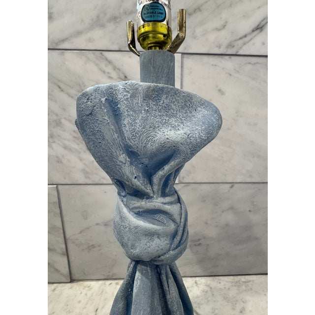 Blue Mid 20th Century John Dickinson Attributed to Draped Plaster Table Lamp For Sale - Image 8 of 12