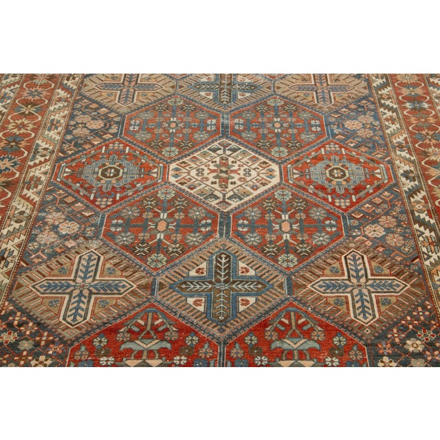 Textile Multicolor Designed Persian Bakhtiari Wool Rug Handmade From the 1920s For Sale - Image 7 of 8