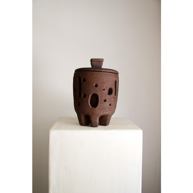 1960s Vintage Terracotta Studio Pottery Jar Signed 1965 For Sale - Image 5 of 8