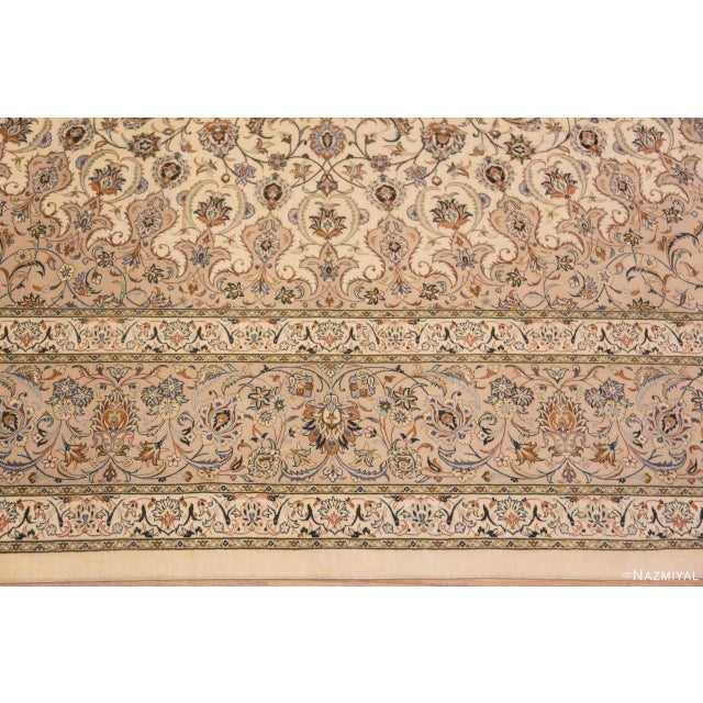 Persian Nazmiyal Collection 1950s Floral Silk Persian Gonbad Design Square Rug For Sale - Image 3 of 8