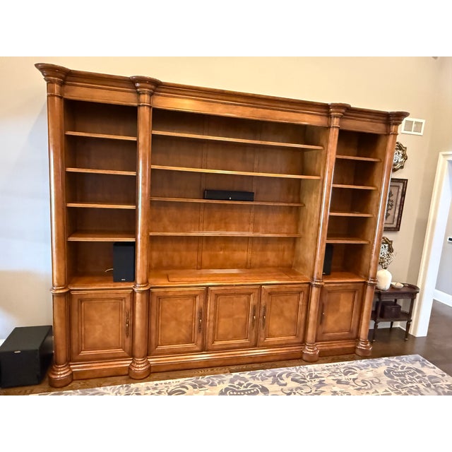 Century Furniture Entertainment Center | Traditional European Style with Pecan Wood Finish This impressive Century...