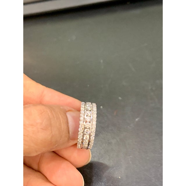 1.5 Carat Diamond Half Eternity Band 14 Karat White Gold 3-Row Band For Sale - Image 12 of 18