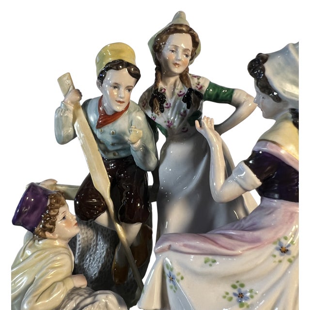 Antique German Four Children in Lively Conversation Porcelain Figurine For Sale - Image 17 of 18