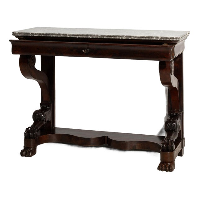 19th Century France Empire Brown Wood Console Table For Sale