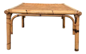 Coffee Table in Bamboo and Wicker, Italy, 1970s
