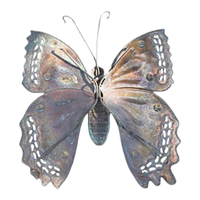 Early 20th Century Italian Hollywood Regency Copper Butterfly Sculpture For Sale