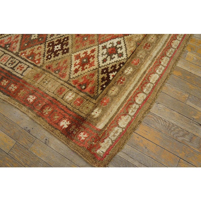 1880s Red Rust Geometric Tribal Antique W. Persian Kurdish Rug 4'6" X 5'4" Handknotted Wool Carpet For Sale In New York - Image 6 of 6