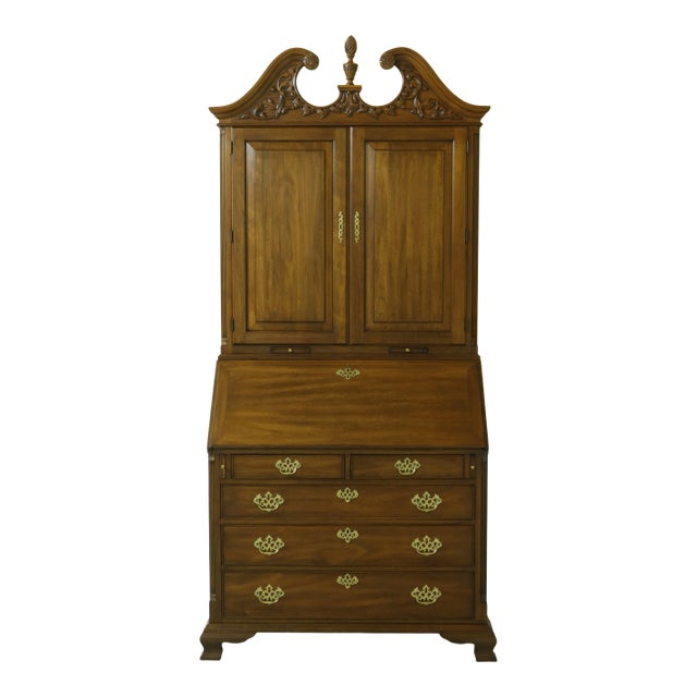 Henkel Harris Chippendale Style Walnut Secretary Desk For Sale