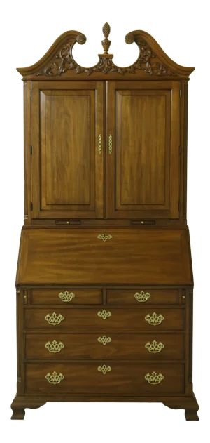 Henkel Harris Chippendale Style Walnut Secretary Desk
