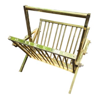 1970s Elegant Hollywood Regency Brass Magazine Rack For Sale