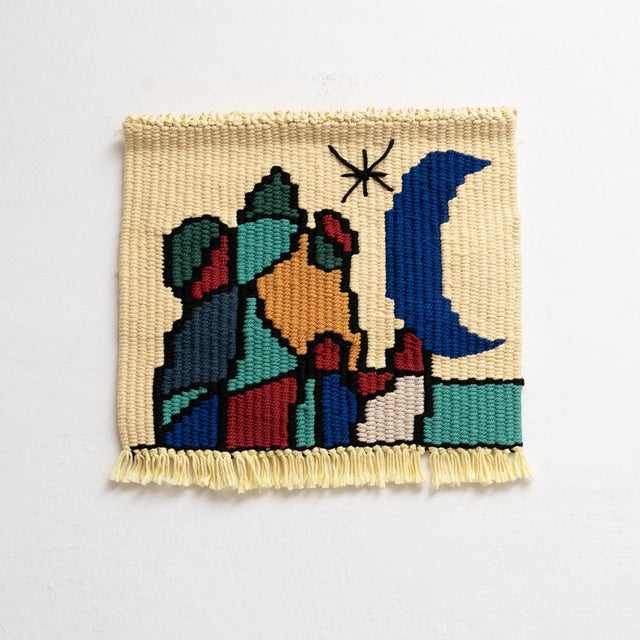Abstract tapestry after Joan Miró. By unknown artist, Spain, circa 1970. In original condition, with minor wear consistent...