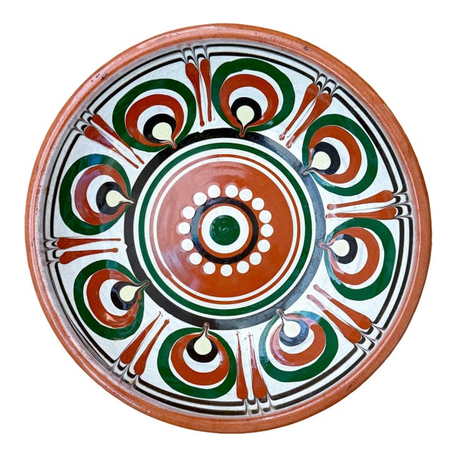 Vintage Terracotta Folk Art Ukranian Pottery Bowl For Sale