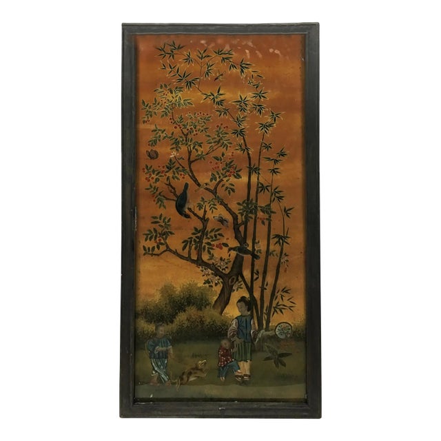 Late 19 Century Chinese Reverse Painting Panel For Sale