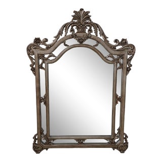 Jeffco Silver Finish Carved Wood Italian Mirror For Sale