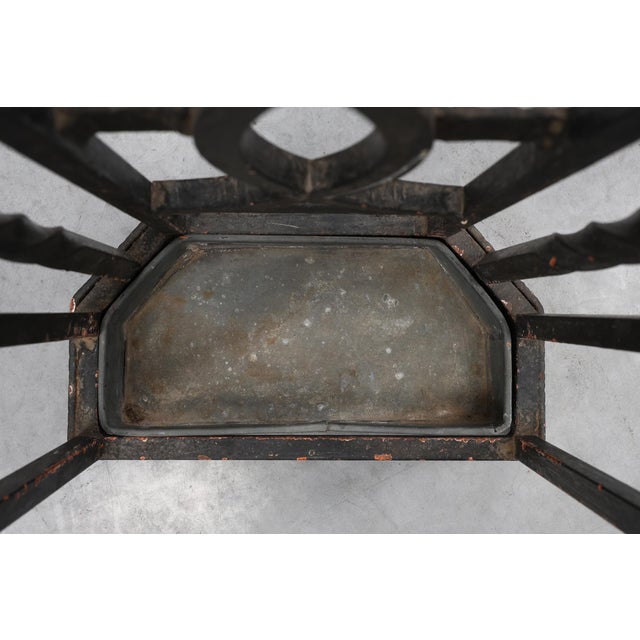 Art Deco Metal Umbrella Stand with Geometric Openwork and Brass Rim, Belgium, 1920s For Sale - Image 12 of 16