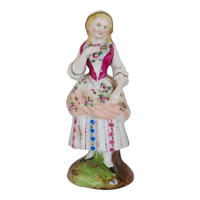 1950s French Porcelain Girl Figurine For Sale