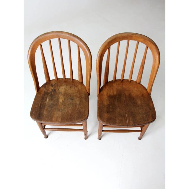 Late 19th Century Antique Bow Back Spindle Chairs-a Pair For Sale - Image 5 of 13