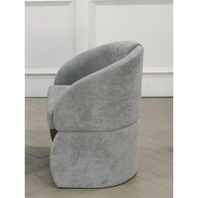 Romeo Glass Top Sculptural Oval Dining Table Set with 6 Gray Velvet Chairs For Sale - Image 9 of 11