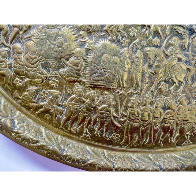 Large oval Asian brass wall hanging marriage charger. A stunning piece in workmanship and detail, made to celebrate the...