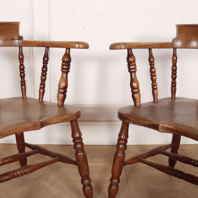 English Smoker's Bow Armchairs, Set of 2 For Sale - Image 6 of 11