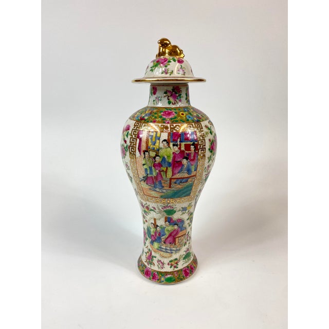 1980s Hand Painted Porcelain Famille Rose Covered Vase For Sale In San Francisco - Image 6 of 10