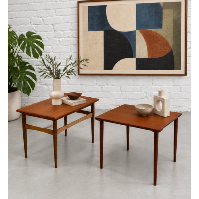 Mid-Century Modern Pair - Mid Century Modern Teak Danish Side Tables, C. 1960’s For Sale - Image 3 of 13