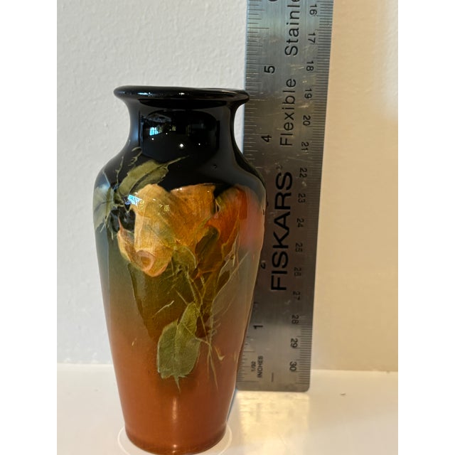1900s Antique Roseville Rozane Royal Miniature Standard Glaze Floral Cabinet Vase - Shape 15 For Sale In Seattle - Image 6 of 8